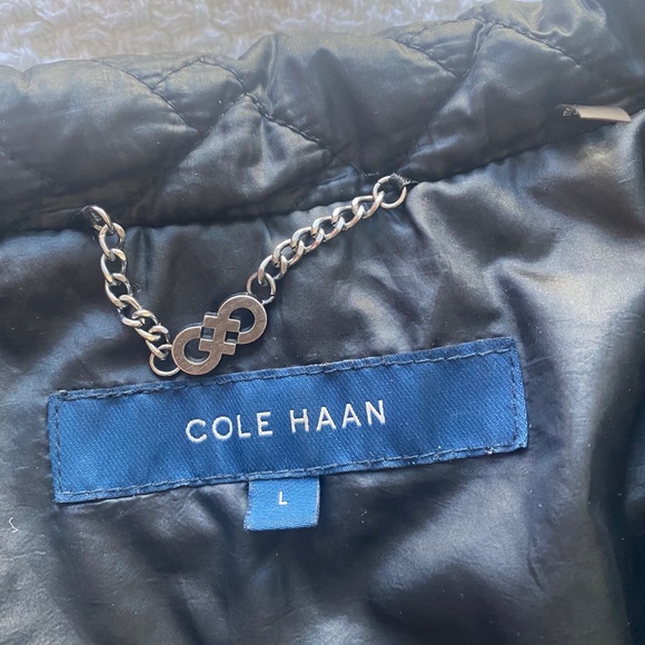 Black Quilted Cole Haan Coat - Picture 3 of 5